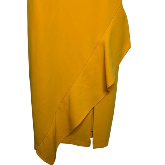 Harlyn Yellow Asymmetrical Sheath Dress Size Small - Picture 3 of 11